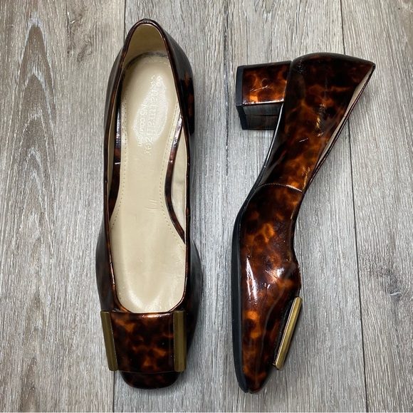 Naturalizer N5 Comfort Brown Tortoise Shell Buckle Frankee Patent Heel Size 5.5 - Picture 6 of 16